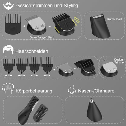 Amurhey FK9001J Multifunktionaler Bartschneider und Haarschneider Ein Kit für alle Verwendungen