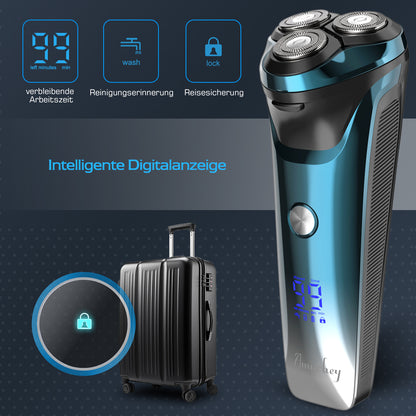 Amurhey FK373 Herrenrasierer Pro: Elektrischer Nass- und Trockenrasierer inkl. GRATIS Reiseetui