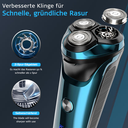 Amurhey FK373 Herrenrasierer Pro: Elektrischer Nass- und Trockenrasierer inkl. GRATIS Reiseetui