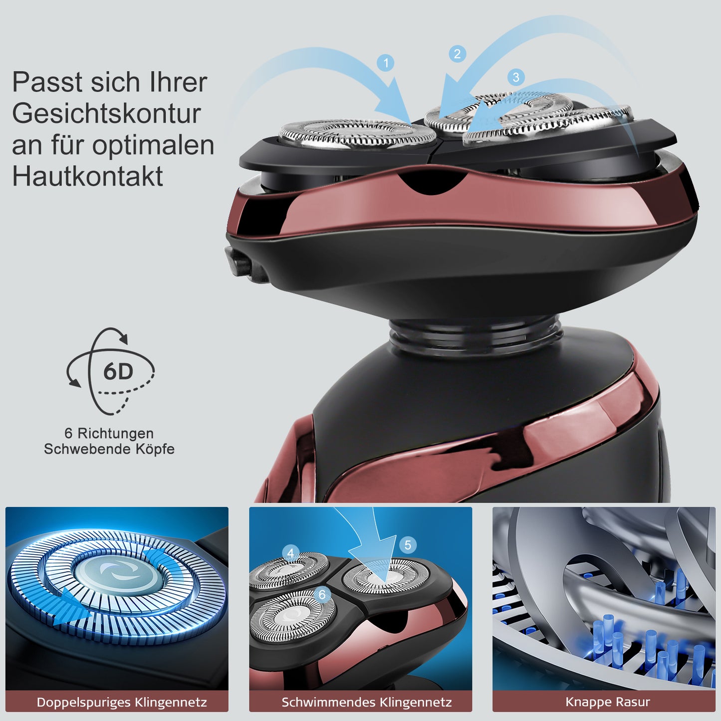 FK8600 Multifunktionales Elektrorasierer-Set Bordeauxrot